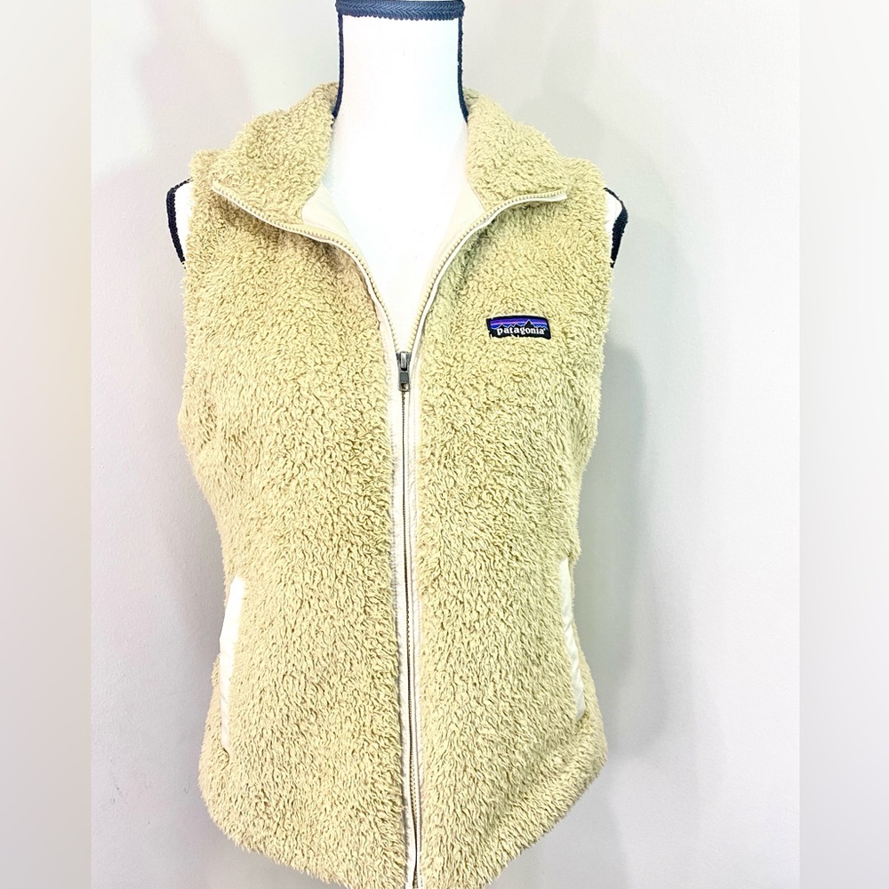 Patagonia Los Gatos Tan Natural Fleece Full Zip Vest Med/Large Gorpcore Hiking